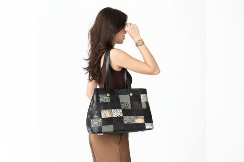 Bolso Elegante en Cuero Patchwork 35 cm