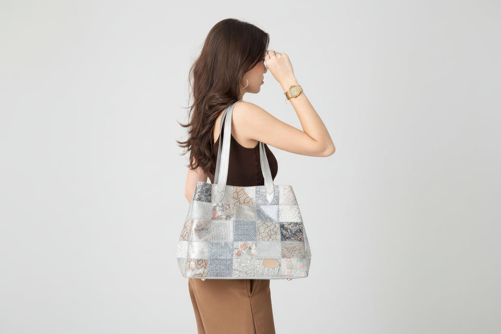 Bolso Elegante en Cuero Patchwork 35 cm